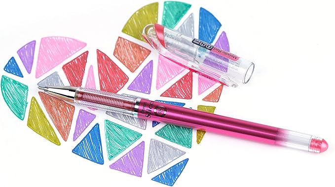 Pentel Arts Slicci Metallic 0.8 mm Needle Tip Gel Pen, Metallic Red Ink, Box of 12 (BG208-MB)
