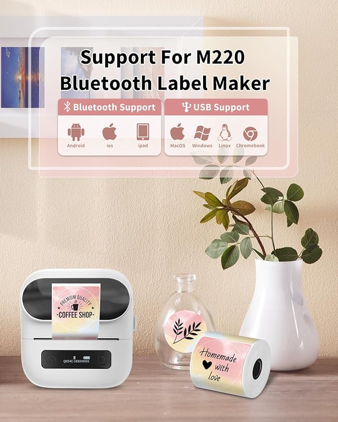 Phomemo Circle Label Compatible with M110/M100/M120/M150/M200/M220/M250 Label Maker, 1.96" x 1.96"(50 x 50 mm) Thermal Round Rainbow Gradient Labels, 1 Rolls/140 Labels