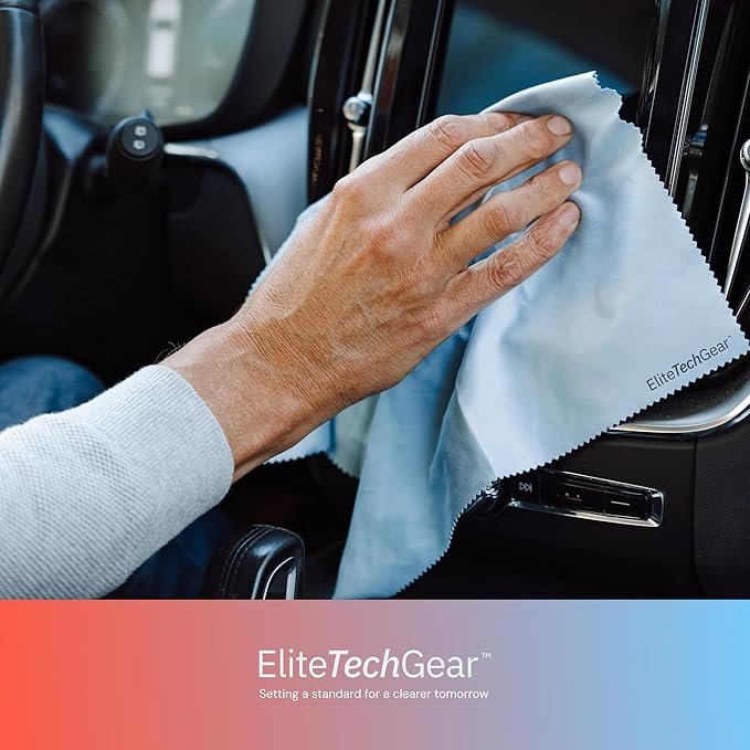 Elite Tech Gear Microfiber Cleaning Cloth 12-Pack - 12"x12" Oversized, Washable & Durable for Glasses, Lenses, Electronics & Screens - High Tech Quality Material