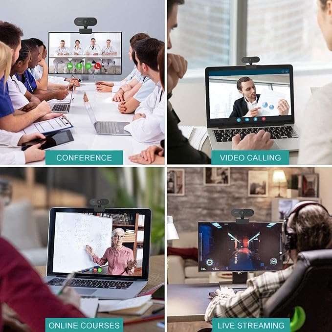 Webcam with Microphone, Full HD 1080P Webcam for PC, Laptop, Desktop, MAC, Plug and Play Web Camera with Privacy Cover, USB Camera for YouTube, Zoom, Skype, Facetime, Windows, Linux, and macOS