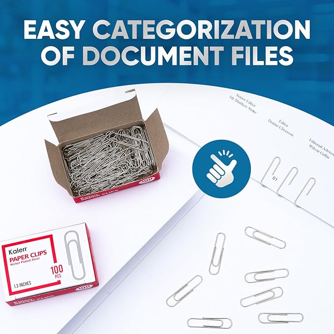 Paper Clips, 600 Pcs Paperclips (6 Boxes of 100 Each), Premium Paper Clip, 1-2/7" Silver Paper Clips Medium (1.3 Inches), Rustproof Metal Paper Clip for Office, School, Home