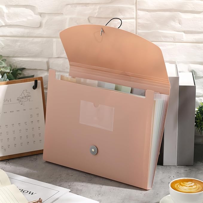 Harloon 4 Pack Expanding File Folder 7 Pocket, Expanding File Organizer with Labels, A4 Letter Size Folders with Pocket for Documents Office Travel Portable(Classic Color)