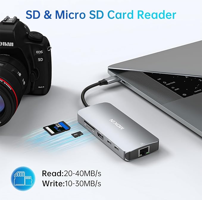 USB C Adapters for MacBook Pro/Air,Mac Dongle with 3 USB Port,USBC to HDMI, RJ45 Ethernet, 9 in 1 USB C to HDMI Adapter,100W Pd Charging,SD/TF Card Reader USB Hub