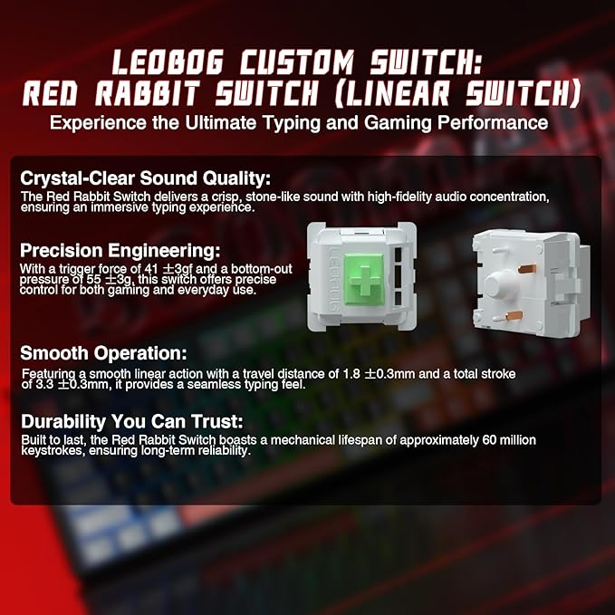 LINGBAO K98 Wireless Mechanical Gaming Keyboard, Tri-Mode BT5.0/2.4GHz/USB-C, Gasket Custom Hot-Swappable Linear Switches Mechanical Keyboards, RGB Backlit Gaming Keyboard for PC Laptop