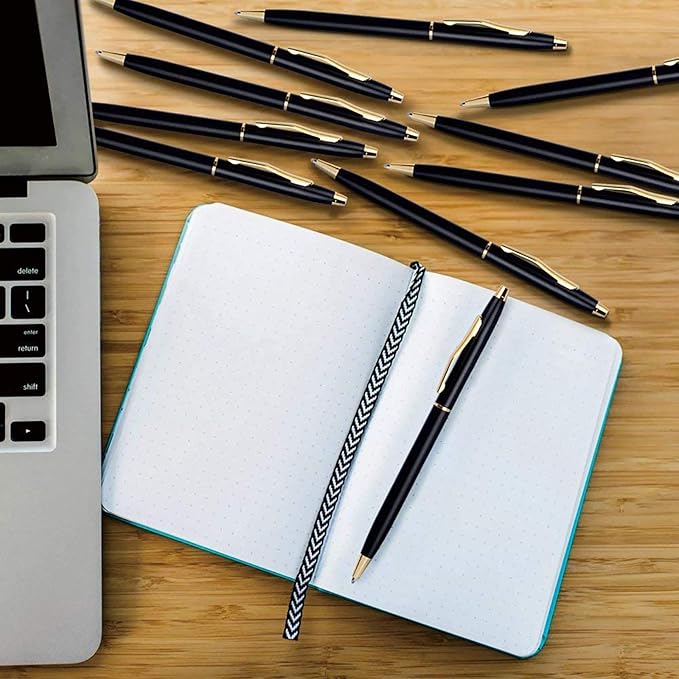 Cambond Black Pens Ballpoint Pen - Bulk Black Ink 1.0 mm Medium Point Smooth Writing for Men Women Police Uniform Office Business, 20 Pack (Black)