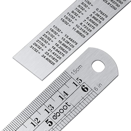 Stainless 2 Pack Steel Ruler 6 Inch Metal Rule Kit with Conversion TableC