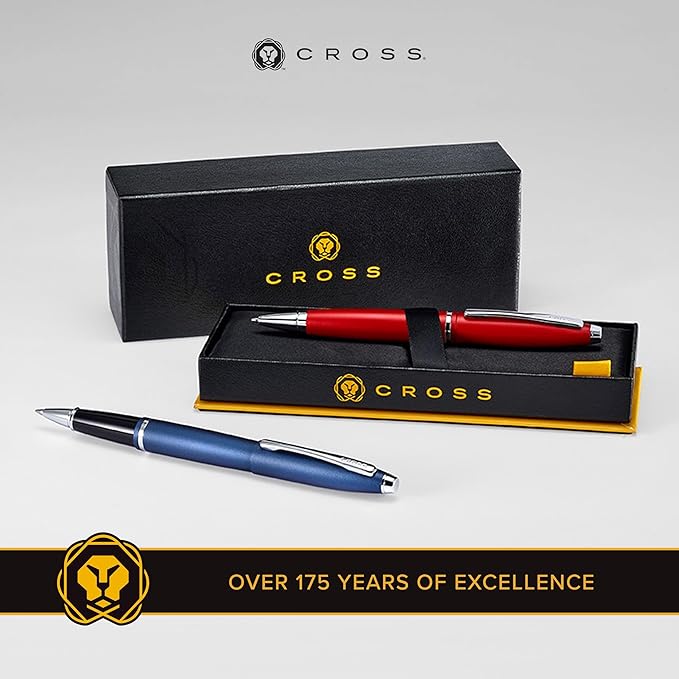 Cross Calais Refillable Ballpoint Pen Presented in a Luxury Gift Box - Medium Point, Black Ink, Matte Metallic Midnight Blue