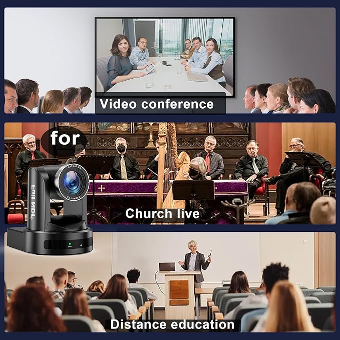 NDI Camera 20x Optical Zoom PTZ Camera with HDMI/SDI/USB3.0/POE IP HD 1080p60 for Live Streaming,Video Conferencing and Church Events, Compatible with vMix/Zoom/OBS(Full NDI Non-HX)