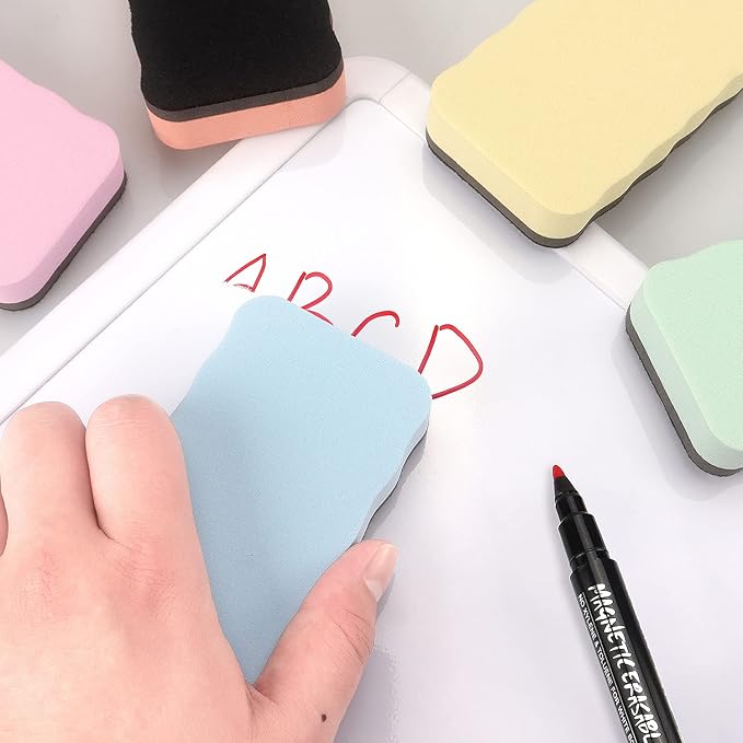 Tamaki Magnetic Whiteboard Eraser, Dry Eraser Erasers, Dry Erasers for White Board, Whiteboard Erasers for Kids, 6 Colors (6 Pack, Pastel Wavy)