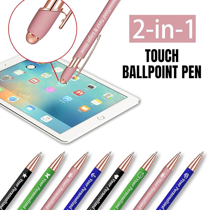 STREADVE 150 Personalized Custom Pens Engraved Writing Pen with Name Logo, Customized Promotional Items Stylus Pen Gifts for Men Women Realtor Nurse Wedding Business, Black