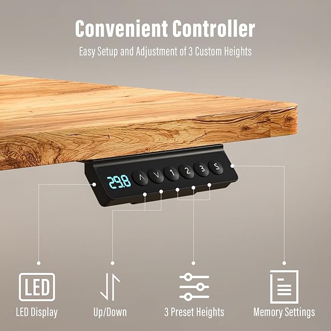 Standing Desk with Drawers,Thickened Table Legs Sit Stand Desk Electric for Home Office & Gaming,Ergonomic Stand Up Desk Cable Management Tray(Classic Black) (Light Rustic Brown, 48″ x 30″)
