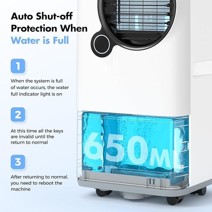Portable Air Conditioners, 16000 BTU 6-in-1 Cooling, Dehumidifier & Fan, Ultra Quiet with 24H Smart Timer, Auto Shut-Off & Child Lock for Home/Bedroom/Office
