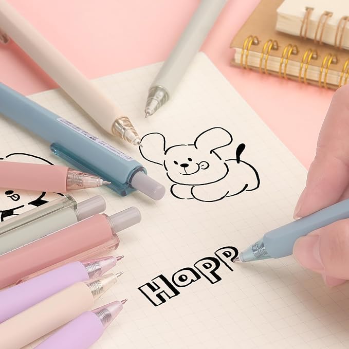 Gel Pens 0.5mm Fine Point Pens Black Ink for Office Smooth Writing Retractable Work Pen, Multicolor (10-Count)