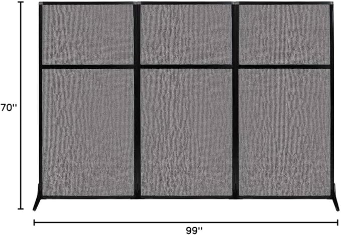 Versare Workstation Partition | Portable Wall Divider | Modern Office Cubicle | Free Standing Privacy Screen | Flexible Work Space | 99" x 70" Slate Fabric Panels
