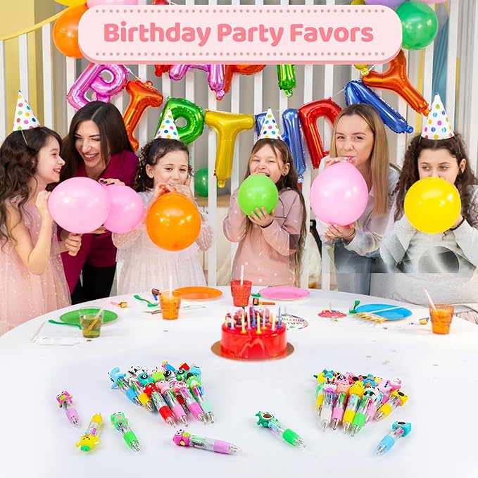 Mini Multicolor Pen in One, 60 Pack Cute Pens Bulk for Kids, Multi Color Fun Pen for Birthday Kids Party Favors Classroom Gifts Prizes