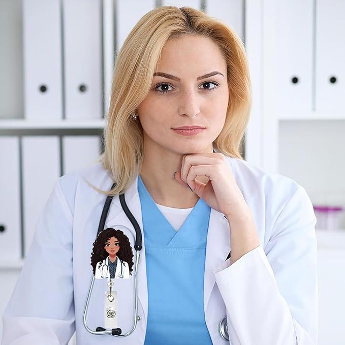 Doctor ID Badge Reel Holder Retractable Medical Badge Reels Designs Cute and Funny Doctor ID Badge Shirt Clip Holders for Teacher Office Retractable Nursing Social Worker Badge Reel Accessories
