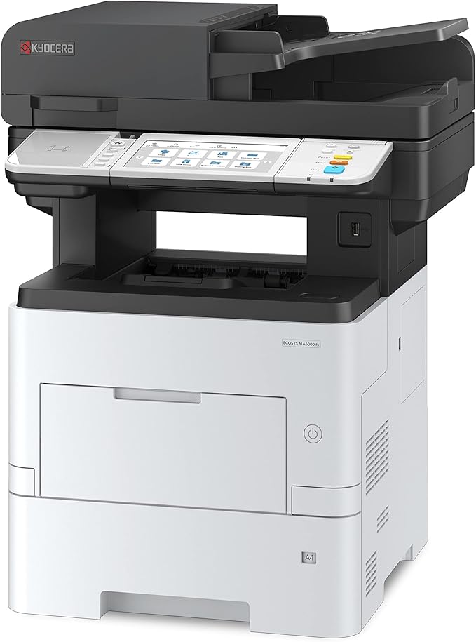 KYOCERA ECOSYS MA6000ifx All-in-One Monochrome Laser Printer (Print/Copy/Scan/Fax), 62 ppm, Up to Fine 1200 dpi, Gigabit Ethernet HyPAS Capable, 7 inch Touchscreen Panel, 512 MB