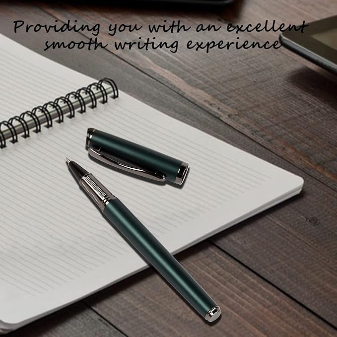 Liquid Ink Rollerball Pen,Essential Business Nice Pens,Metal pen Smooth writing stylish design effortless writing,Luxury pens with gift case for Men & Women with 2 Refills