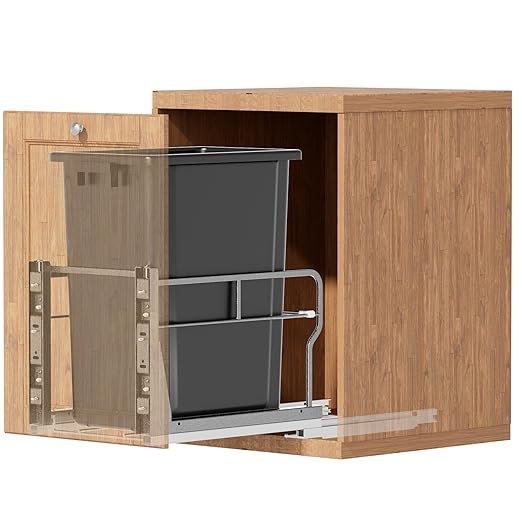 YJHome Pull Out Trash Can Under Cabinet with 31Qt 8Gal Garbage, Under Sink Trash Can with Soft-Close Slides, Cabinet Trash Can Pull Out Kit with Door Mounting Kit for Minimum Opening 12" W