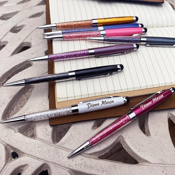 Personalized Gift Ballpoint Pens with Stylus - Custom Engraved Name Or Message Pens for Business, Teachers, and Students. Ideal Gift for Graduations, Promotions 12pcs/Pack