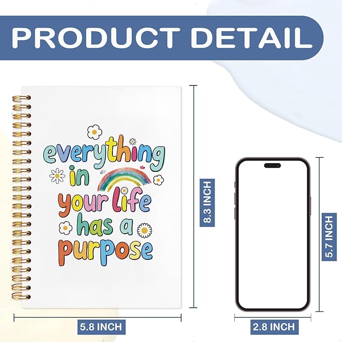 SNNDER Mental Health Inspirational Spiral Notebooks, Motivational Gifts Journaling Notebook, Inspirational Journals for Writing, Positive Affirmation Notebook for Women Teens, 5.5x8.3 Inch