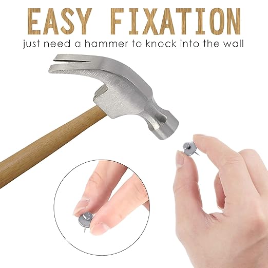 Push Pins Picture Hangers Double Headed Thumb Tacks Wall Hooks for Wall Hangings Picture Hangers Nails Small Photo Hanging Hook Pins for Home Office Photo Decor(Silver,80 Pieces)