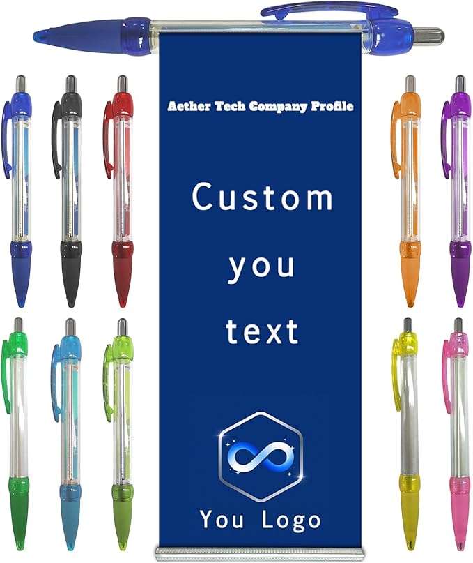 Personalized Pens Bulk, Custom Pollout Paper Pen with Printed, Customizable Retractable Roll Up Banner Pens for Business with Name Logo, Exhibitions, Events, Presentations, Advertising 1000 Pcs