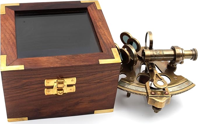 Nautical Bronze Sextant – Solid Brass Maritime Astrolabe | Vintage Ship Navigation Instrument for Nautical Decor, Collectibles, Maritime Gifts, and Navigational Tools