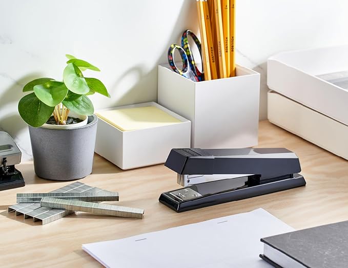 Bostitch Office No-Jam Premium Desktop Stapler, Full-Strip, Black, 1,250 Staples Included, 3-Pack