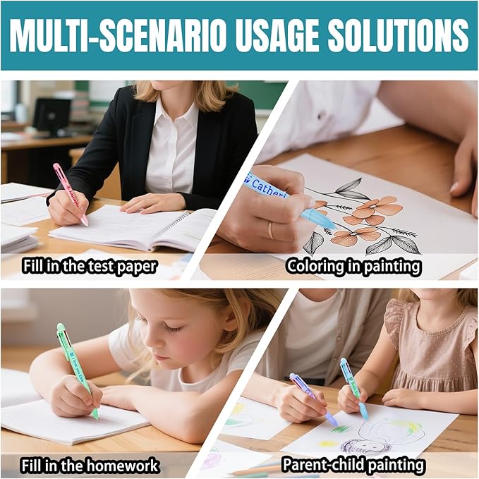 Custom 6-In-1 Multicolor Ballpoint Pen 0.5mm Tip Personalized Pens with Text Logo Name Printed Customized Pens Gift for Businesses School Office Employee Exhibition, 1PC