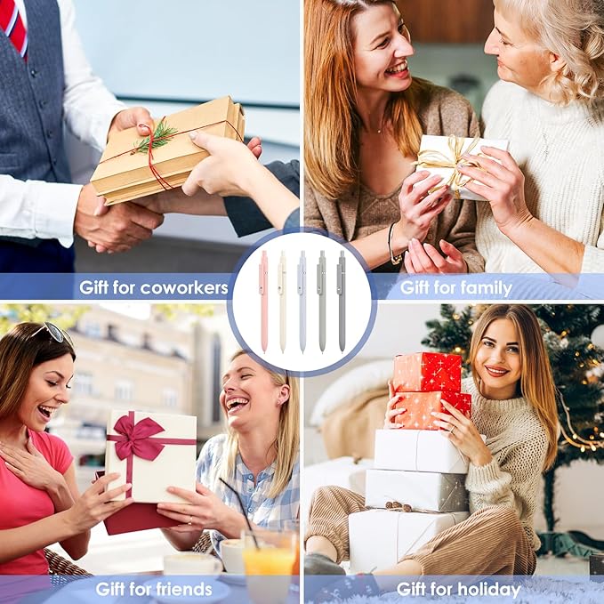 Donyang Gel Pens, 5pcs 0.5mm Cute Black Ink Fine Point Pens With Smooth Writing, Quick Dry Pens For Journaling, Teacher Work Desk Accessories Office School Supplies for Men Women Student (Morandi)