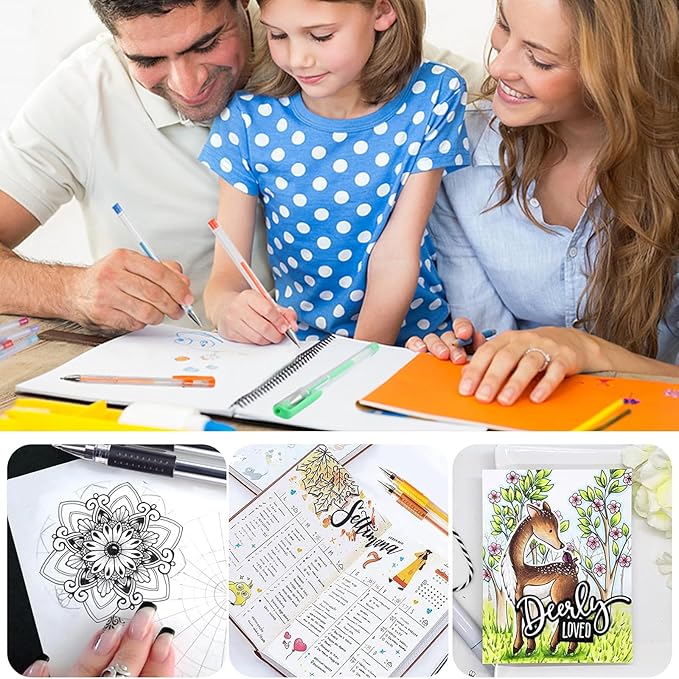 Blue Gel Pens for Coloring Book,72 Color Gel Pens Set including 24 Color Gel Pen with 48 Refills,40% More Ink Colored Gel Pens for Drawing, Doodling, Scrapbook, Journaling