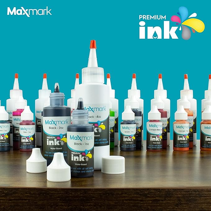 MaxMark Premium Refill Ink for self Inking Stamps and Stamp Pads, Sky Blue Color - 4 oz.