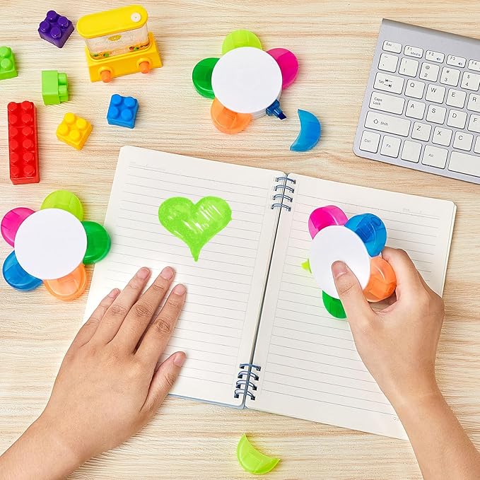 Outus 18 Pieces Petals Highlighters Assorted Colors Back to School Flower Shape Watercolor Highlighter Pens 5-in-1 Fluorescent Pens for Office School Stationery Aesthetic Supplies,5 Colors