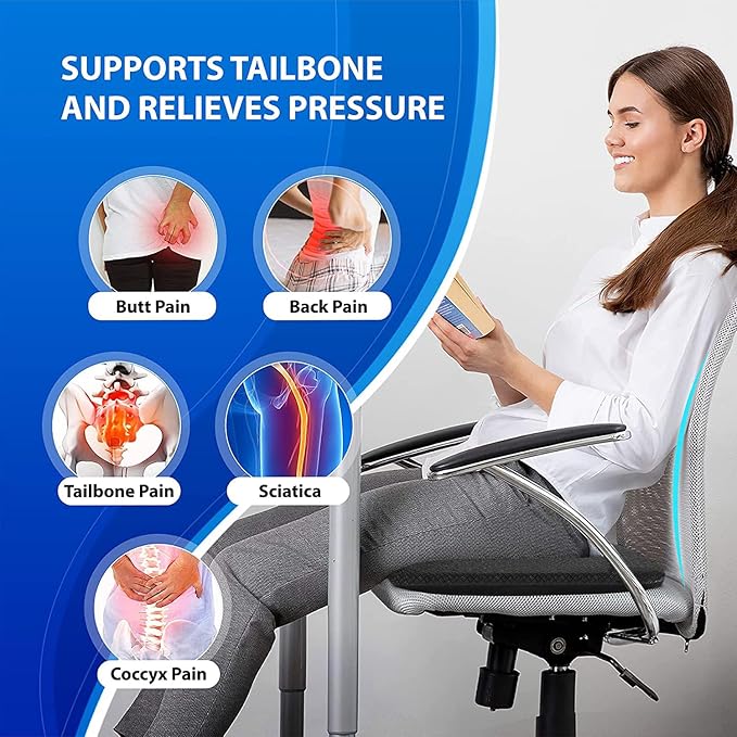 Extra Large Gel Seat Cushion, 17x17inch Double Thick Egg Gel Cushion for Pressure Pain Relief, Breathable Wheelchair Cushion Chair Pads for Car Seat Office Chair (Blue)