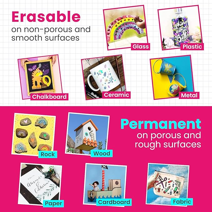 White Chalk Markers Fine Tip (4 Pack 3mm) - Wet & Dry Erase Chalk Pens for Blackboard, Chalkboards, Windows, Signs, Glass, Bistro - 3mm Reversible Bullet & Chisel Point