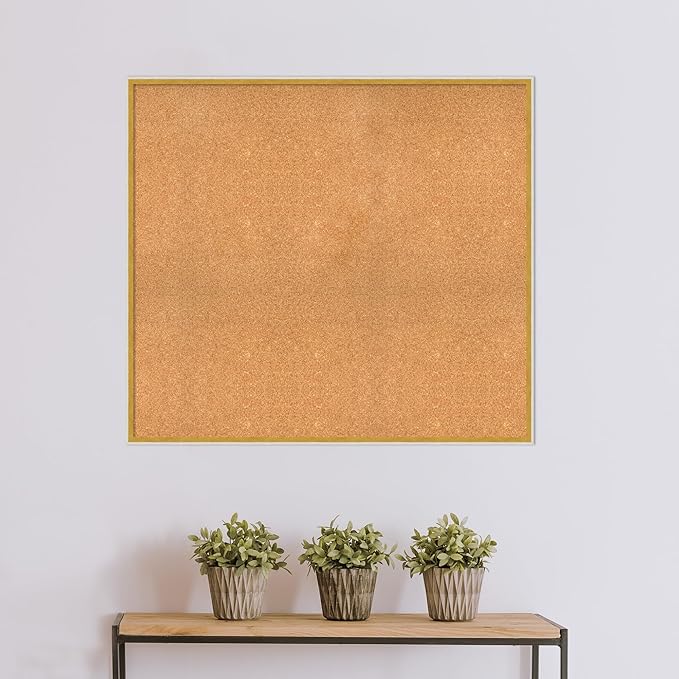 Amanti Art Natural Cork Board for Wall, 37x41 Vision Board with White Frame, Oversize Corkboard Office Decor for Home Organization, Modern Corkboard Pinboard to Display Items for Home Organization in