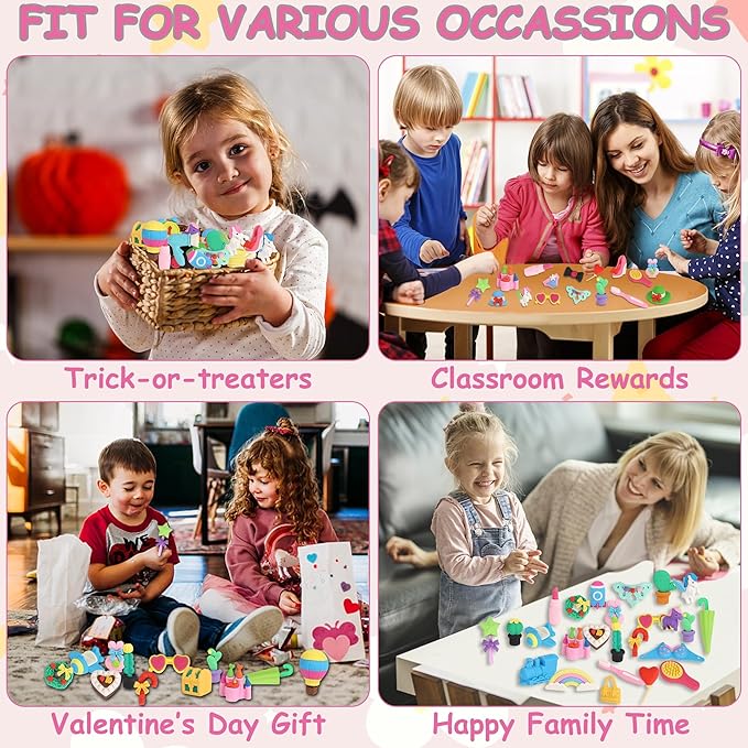 72 Pcs Erasers for Kids, Mini Pencil Eraser Bulk Classroom Prizes, Fun Puzzle Erasers for Girl Preschool Elementary Student, Back to School Supplies