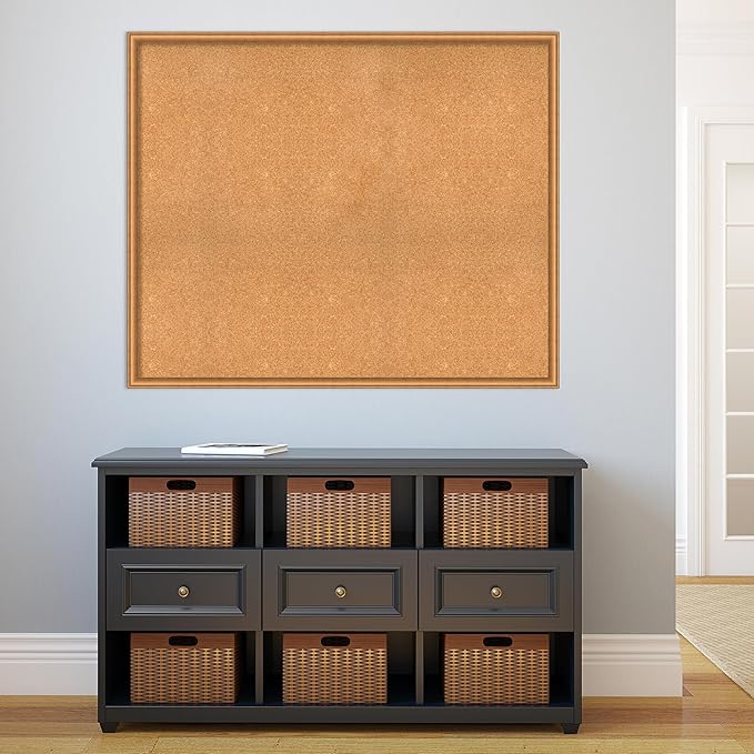 Amanti Art Natural Cork Board for Wall, 38x46 Vision Board with Bronze Frame, Oversize Corkboard Office Decor for Home Organization, Casual Corkboard Pinboard to Display Items for Home Organization