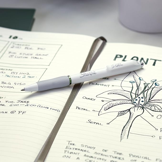 Sharpie S-Gel | Gel Pens for Writing | Medium Point (0.7mm) | Assorted Ink Colours | White Pearl Barrels | 8 Count