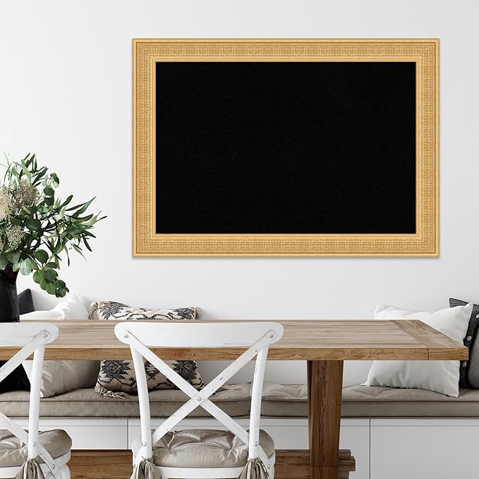 Amanti Art Black Cork Board for Wall, 30x42 Vision Board with Gold Wood Frame, Large Corkboard Office Decor for Home Organization, Traditional Corkboard Pinboard to display items for home organization