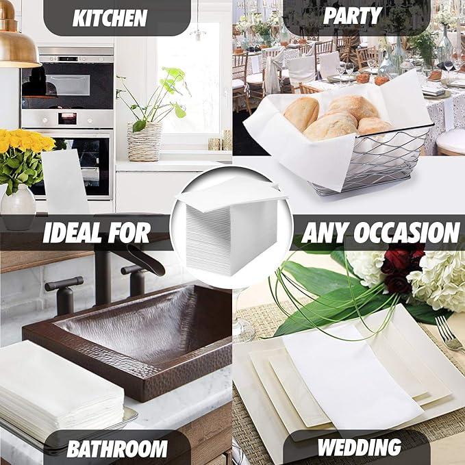 1000 Paper Towels Cloth-Like Hand Tissue Paper Napkins, Disposable Hand Towels for Bathroom Guests, Disposable Face Towel for Guest, Washcloths or Dinner Napkin, Made in USA, White