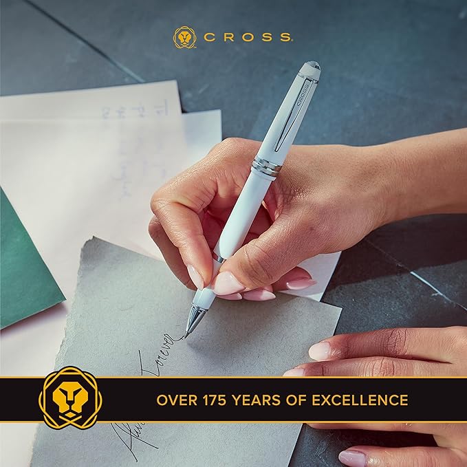 Cross Bailey Light Refillable Rollerball Pen Presented in a Everyday Gift Box - Medium Point, Black Ink, Polished Black