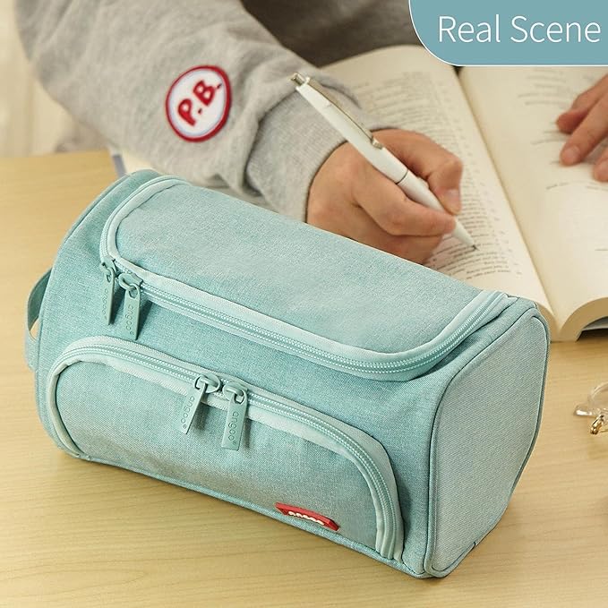 HVOMO Big Capacity Pencil Case High Large Storage Pouch Marker Pen Case Travel Simple Stationery Bag School College Office Organizer for Teens Girls Adults Student(Green)