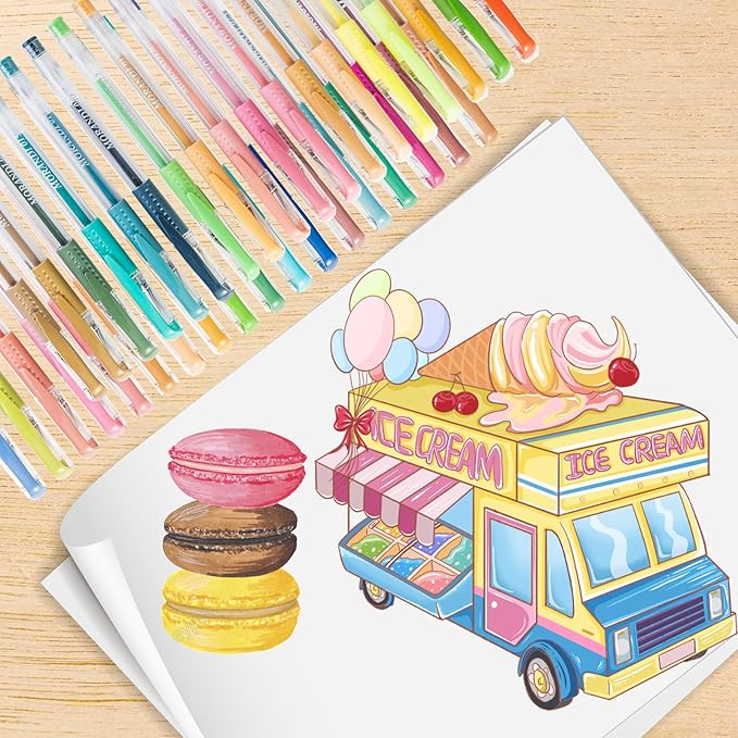 Morandi Gel Pens for Coloring Book,72 Color Gel Pens Set including 24 Color Gel Pen with 48 Refills,40% More Ink Colored Gel Pens for Drawing, Doodling, Scrapbook, Journaling