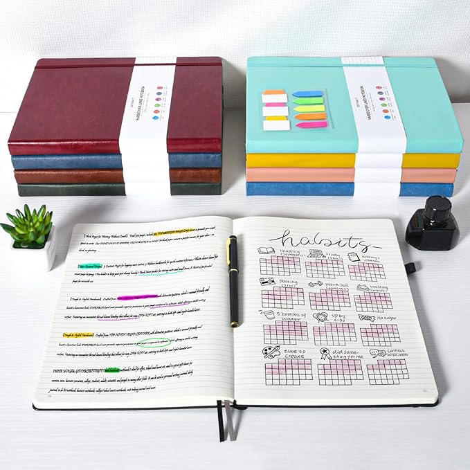 College Ruled Notebook, Large A4 Hardcover Leather Journal, 312 Numbered Pages Writing Journal, 100gsm No Bleed Paper, Lined Journal Notebook for Women Men School Office, 8.5''×11'', Green