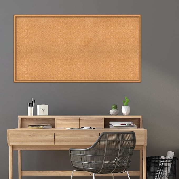 Amanti Art Natural Cork Board for Wall, 32x60 Vision Board with Bronze Frame, Oversize Corkboard Office Decor for Home Organization, Casual Corkboard Pinboard to Display Items for Home Organization