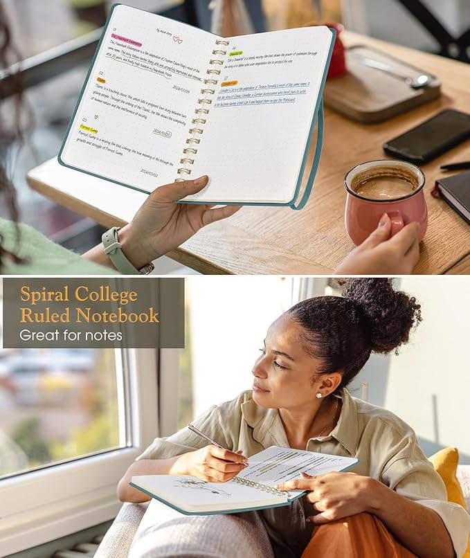 Dotted Spiral Journal Notebook, A5 Hardcover Spiral Journals for Women Men, 100 GSM Dot Grid Paper Notebooks, 150 Pages Spiral Bullet Dotted Notebook for Writing Note Taking 5.75" x 8.38", Misty Blue