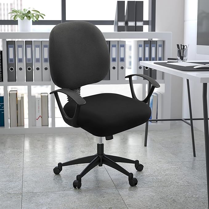 Smiry Printed Office Computer Chair Seat Covers, Stretch Fit Universal Desk Rotating Chair Cover Washable Removable Seat Cushion Protectors - Black