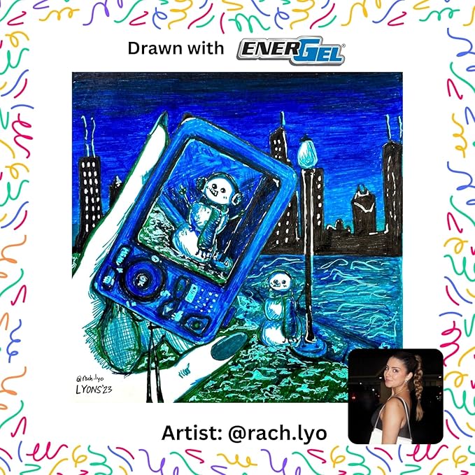 Pentel EnerGel RTX Retractable Liquid Gel Pen, Chill Expressions Pack, 0.7mm, Metal Tip, Medium Line,Assorted Ink, Pack of 8 Pens (BL77XCHIBP8M)